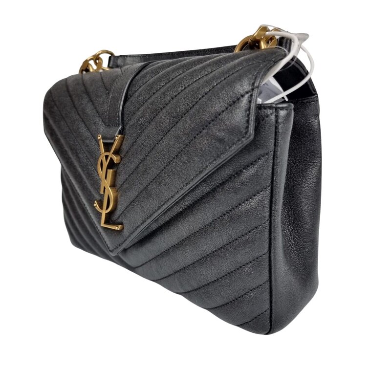 SAINT LAURENT SAINT LAURENT BLACK COLLEGE QUILTED SATCHEL BAG SMALL