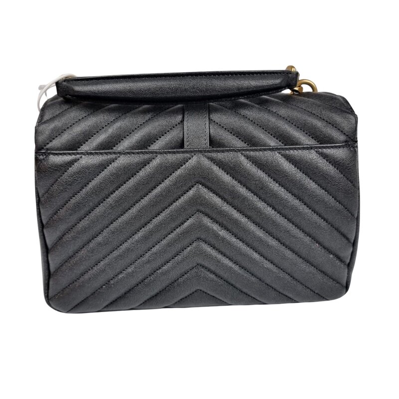 SAINT LAURENT SAINT LAURENT BLACK COLLEGE QUILTED SATCHEL BAG SMALL