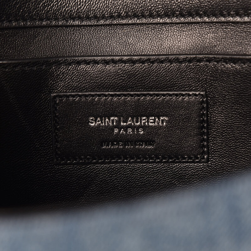 SAINT LAURENT SAINT LAURENT BLUE DENIM MONOGRAM KATE MEDIUM FLAP  BAG