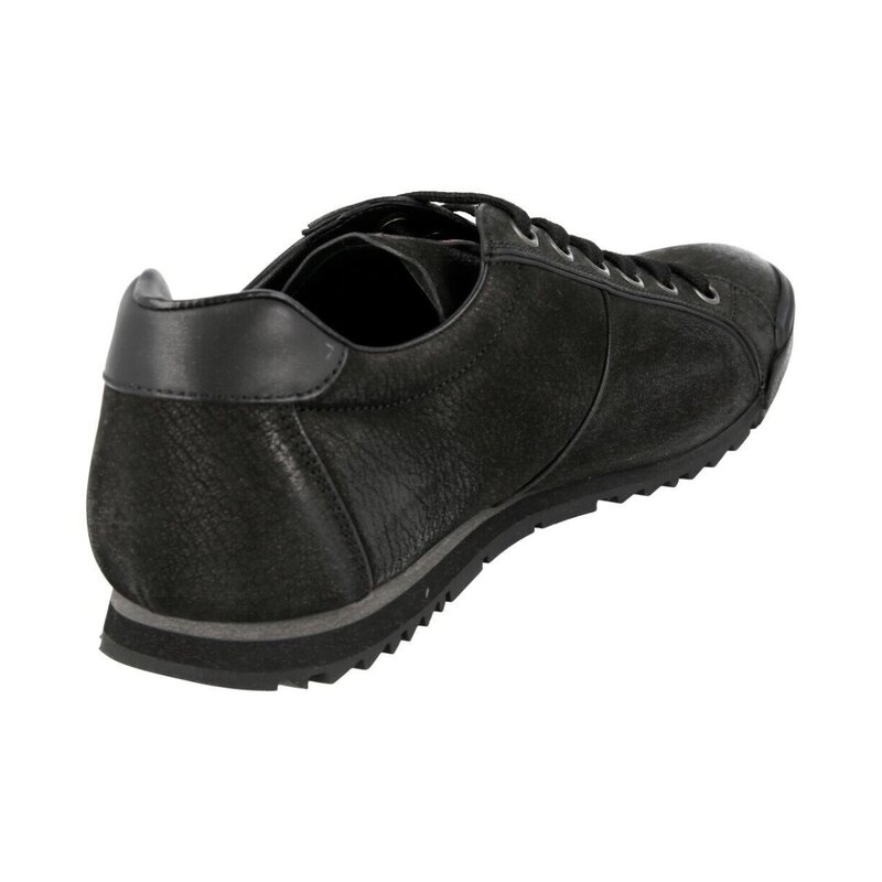 PRADA PRADA 4E2719 BLACK ANTIC LEATHER SPORT SNEAKERS (US 11)