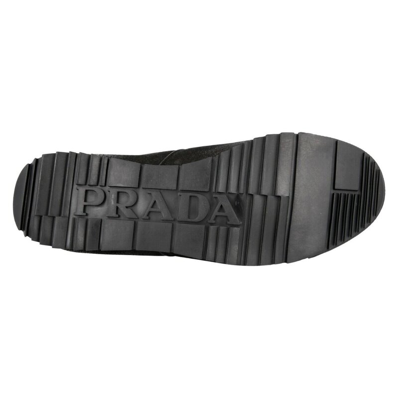 PRADA PRADA 4E2719 BLACK ANTIC LEATHER SPORT SNEAKERS (US 11)