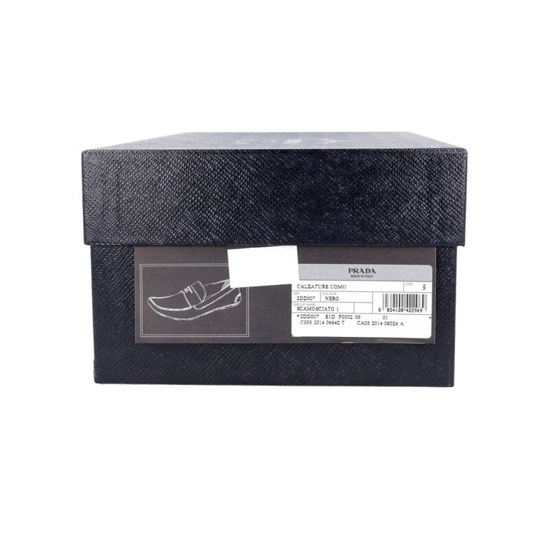 PRADA PRADA 2DD007 BLACK SUEDE LOGO LOAFERS (US 8.5)
