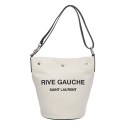 SAINT LAURENT SAINT LAURENT RIVE GAUCHE TUSCANY WHITE LINEN BUCKET BAG