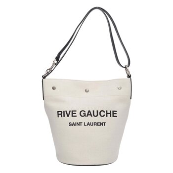 SAINT LAURENT SAINT LAURENT RIVE GAUCHE TUSCANY WHITE LINEN BUCKET BAG