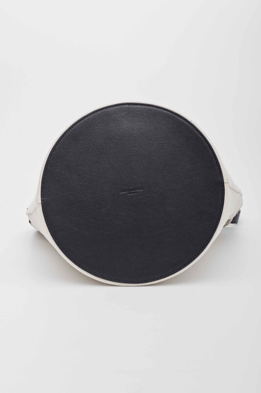 SAINT LAURENT SAINT LAURENT RIVE GAUCHE TUSCANY WHITE LINEN BUCKET BAG