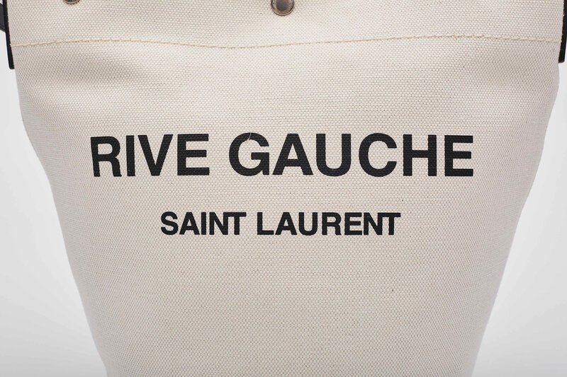 SAINT LAURENT SAINT LAURENT RIVE GAUCHE TUSCANY WHITE LINEN BUCKET BAG