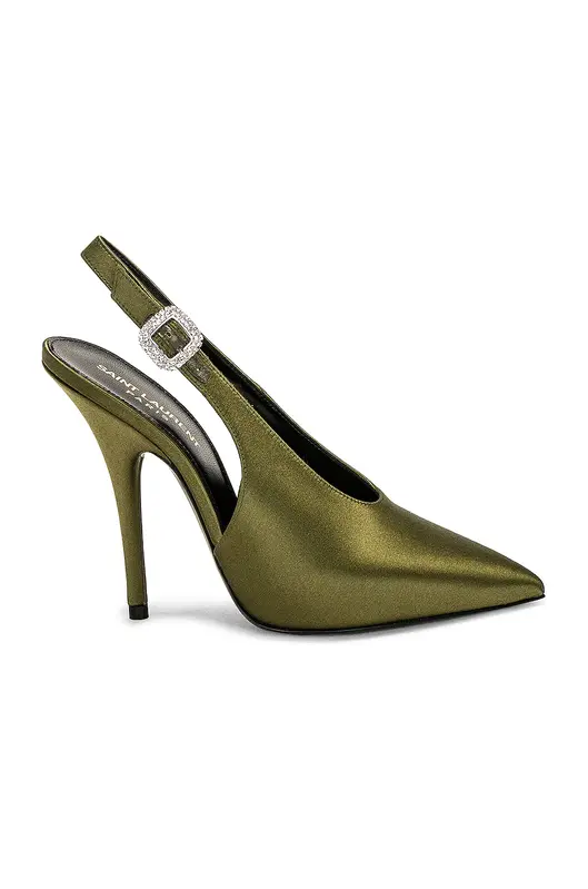 SAINT LAURENT SAINT LAURENT YASMEEN SATIN PUMP OUTCRY GREEN