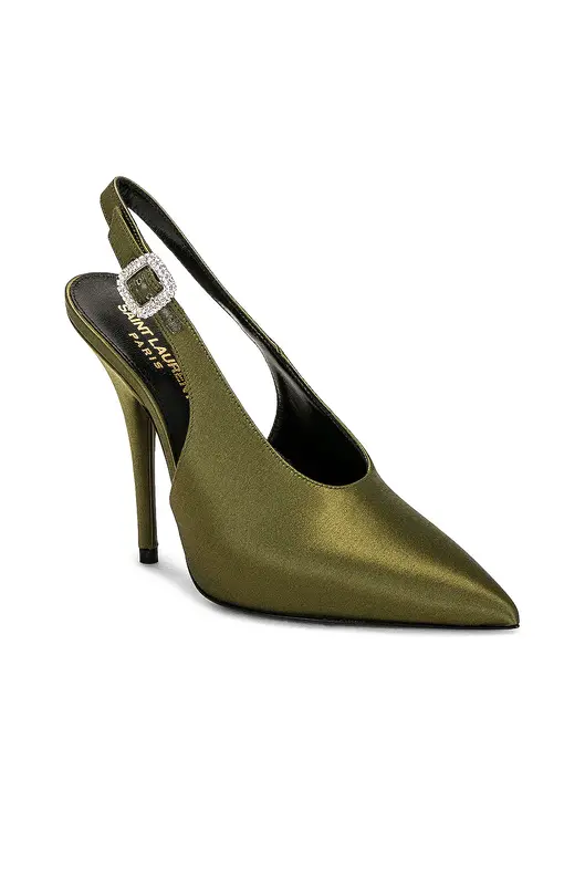 SAINT LAURENT SAINT LAURENT YASMEEN SATIN PUMP OUTCRY GREEN