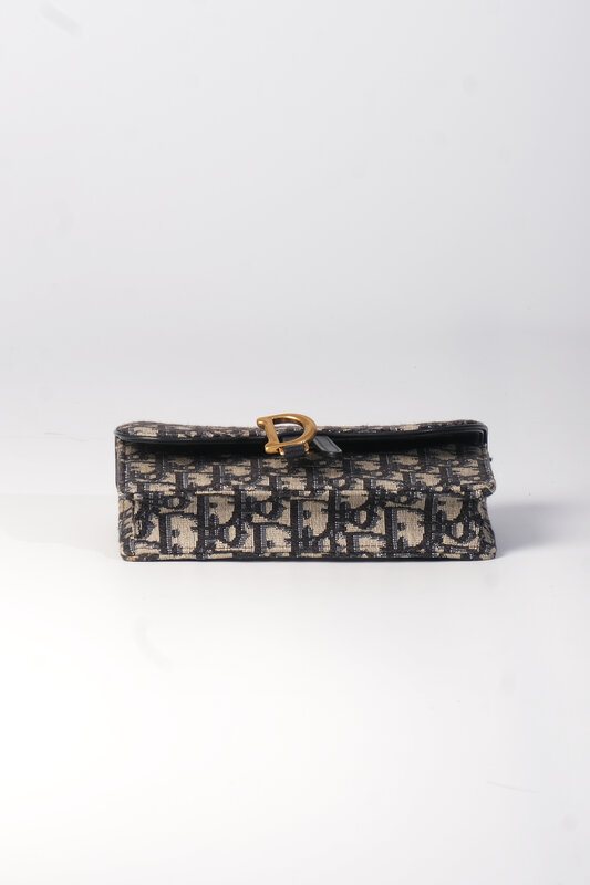 CHRISTIAN DIOR DIOR OBLIQUE MONOGRAM NAVY BLUE SADDLE BELT BAG