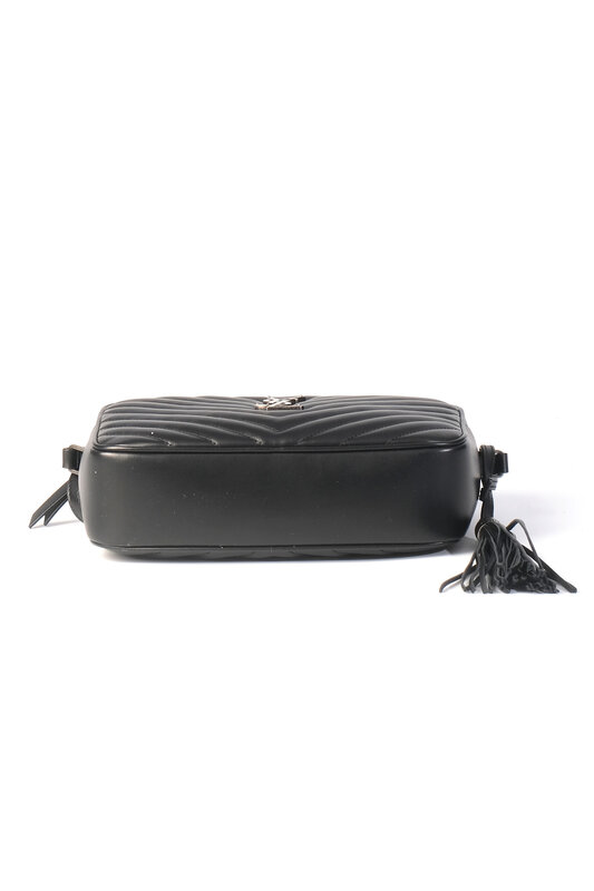 SAINT LAURENT CALFSKIN MATELASSE MONOGRAM BLACK LOU CAMERA BAG