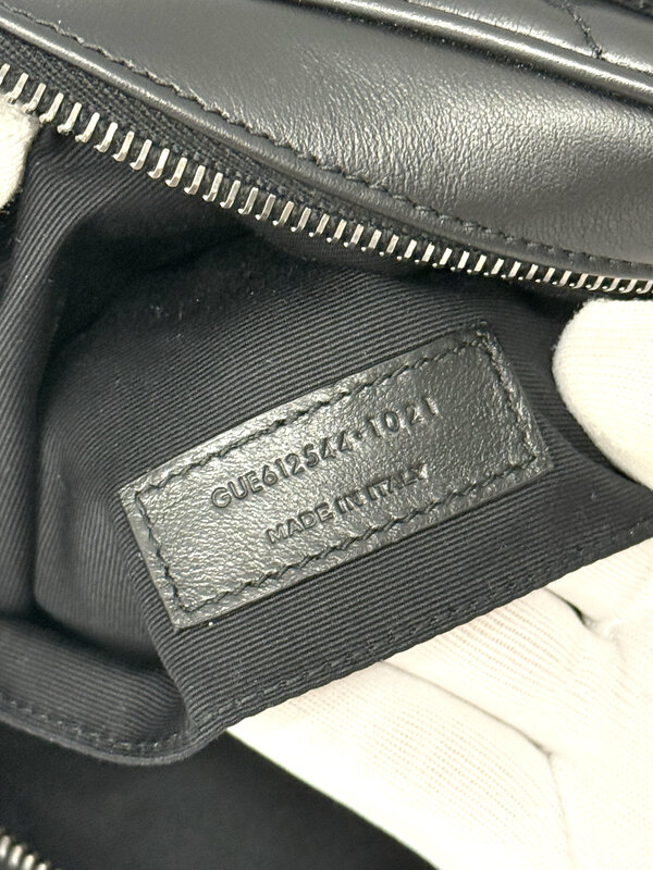 SAINT LAURENT CALFSKIN MATELASSE MONOGRAM BLACK LOU CAMERA BAG