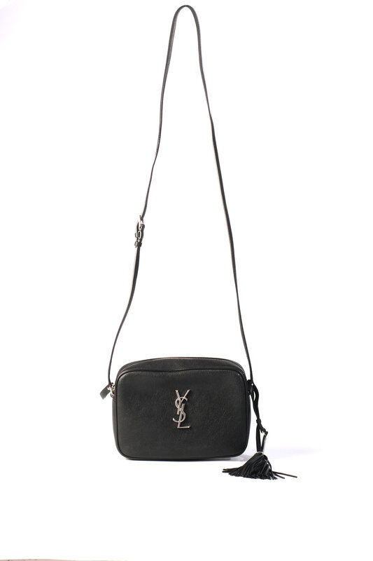 SAINT LAURENT MONOGRAM MATELASSÉ LOU CAMERA BAG SMOOTH LEATHER BLACK