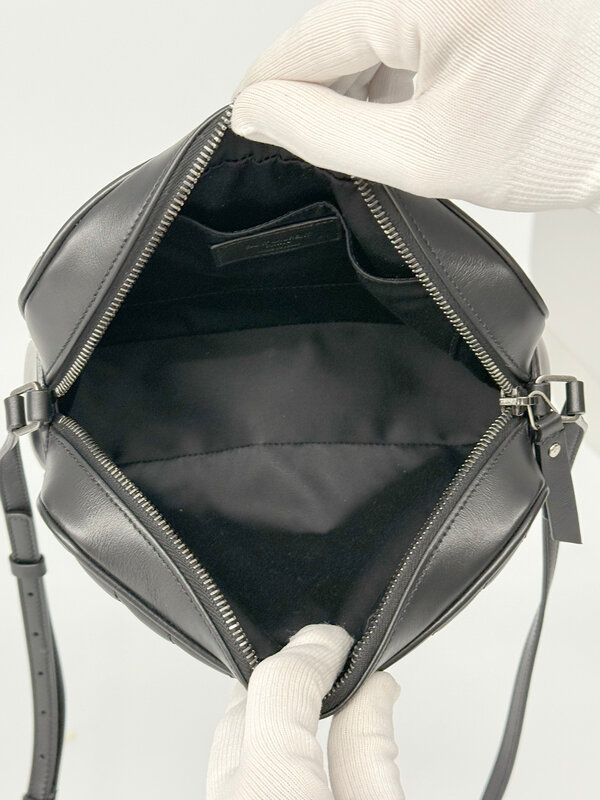 SAINT LAURENT MONOGRAM MATELASSÉ LOU CAMERA BAG SMOOTH LEATHER BLACK