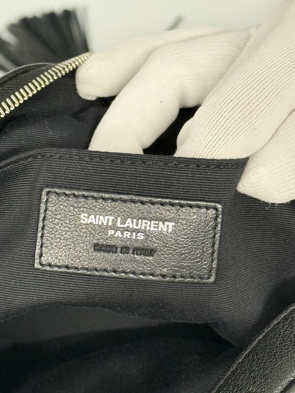 SAINT LAURENT MONOGRAM MATELASSÉ LOU CAMERA BAG SMOOTH LEATHER BLACK