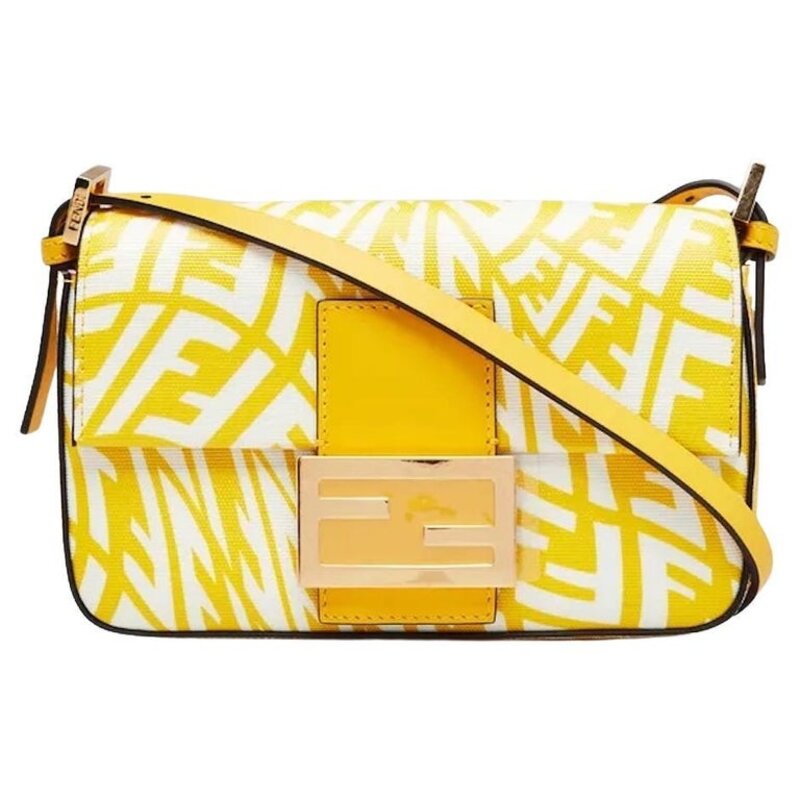 FENDI FENDI SARAH COLEMAN YELLOW FF VERTIGO BAGUETTE BAG MINI