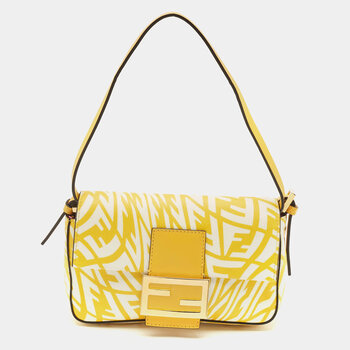 FENDI FENDI SARAH COLEMAN YELLOW FF VERTIGO BAGUETTE BAG MINI