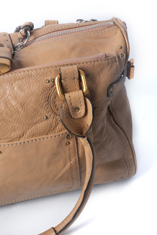 CHLOE CHLOE BEIGE LEATHER LARGE PADDINGTON SA SACHEL  SHOULDER BAG