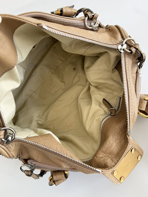 CHLOE CHLOE BEIGE LEATHER LARGE PADDINGTON SA SACHEL  SHOULDER BAG