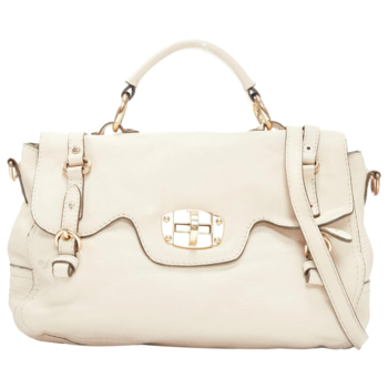 MIU MIU MIU MIU CREAM LEATHER SATCHEL