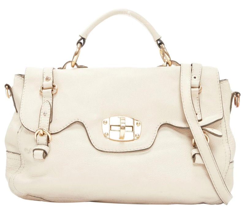 MIU MIU MIU MIU CREAM LEATHER SATCHEL