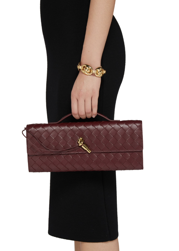 BOTTEGA VENETA BOTTEGA VENETA BURGUNDY LEATHER ANDIAMO LONG CLUTCH BAG
