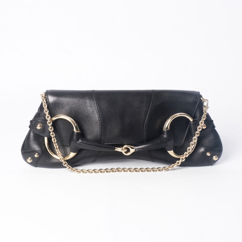 GUCCI GUCCI TOM FORD STUDDED MONOGRAM BLACK CLUTCH BAG