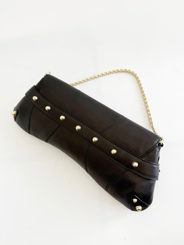 GUCCI GUCCI TOM FORD STUDDED MONOGRAM BLACK CLUTCH BAG