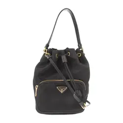 PRADA BLACK AND GOLD NYLON BUCKET