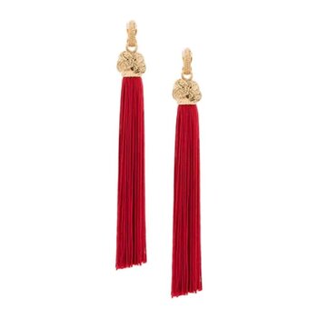 SAINT LAURENT SAINT LAURENT LOULOU RED TASSEL EARRINGS