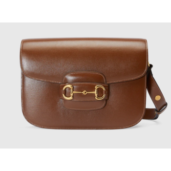 GUCCI GUCCI HORSEBIT 1955 MEDIUM SHOULDER BAG IN BROWN LEATHER