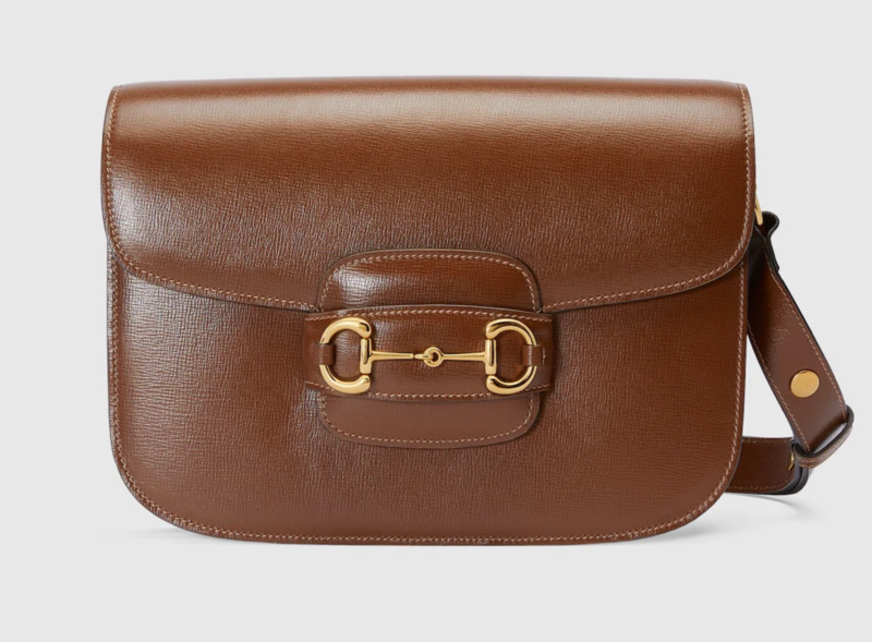 GUCCI GUCCI HORSEBIT 1955 MEDIUM SHOULDER BAG IN BROWN LEATHER