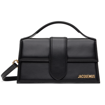 JACQUEMUS LE GRAND BAMBINO BLACK LEATHER CONTRAST SHOULDER BAG