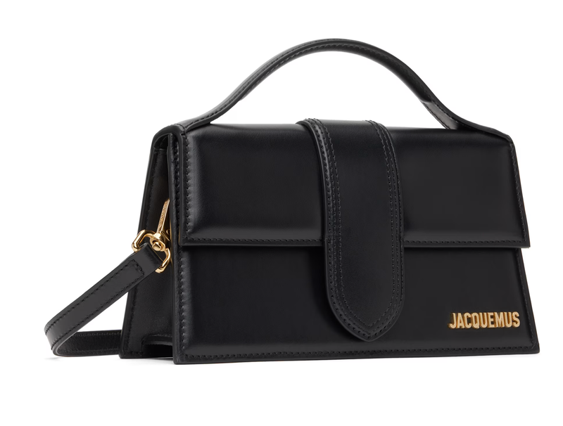 JACQUEMUS LE GRAND BAMBINO BLACK LEATHER CONTRAST SHOULDER BAG