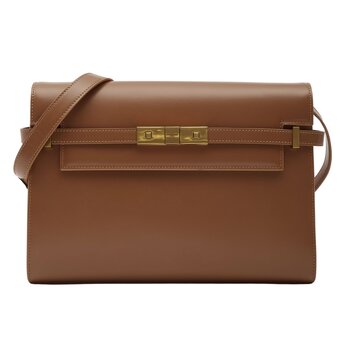 SAINT LAURENT SAINT LAURENT SMOOTH CALFSKIN MEDIUM MANHATTAN SHOULDER BAG COGNAC