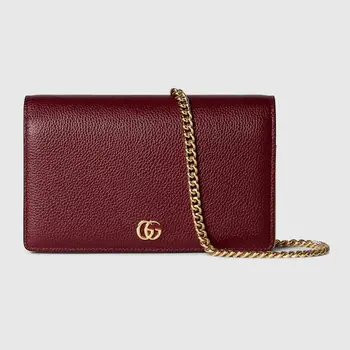 GG MARMONT WALLET ON CHAIN ROSSO ANCORA AND PINK LEATHER