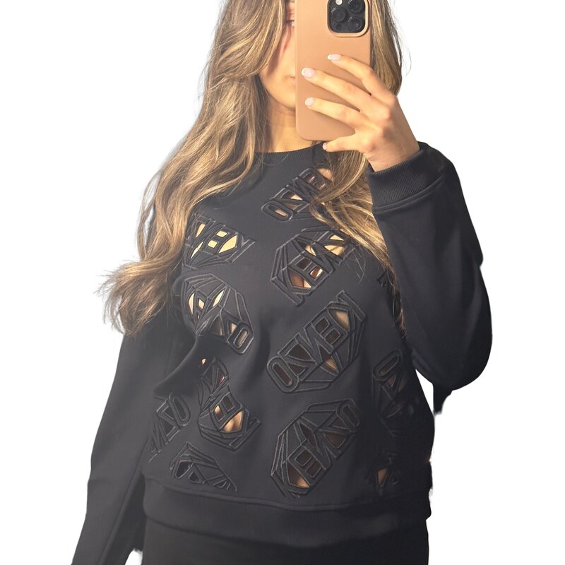 KENZO KENZO BLACK LOGO CUT OUT SWEATER (M) UNISEX