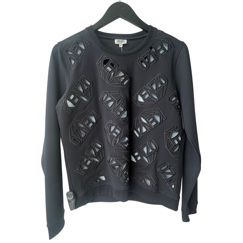 KENZO KENZO BLACK LOGO CUT OUT SWEATER (M) UNISEX