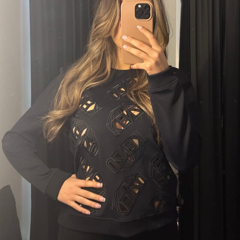 KENZO KENZO BLACK LOGO CUT OUT SWEATER (M) UNISEX