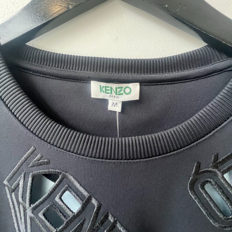 KENZO KENZO BLACK LOGO CUT OUT SWEATER (M) UNISEX