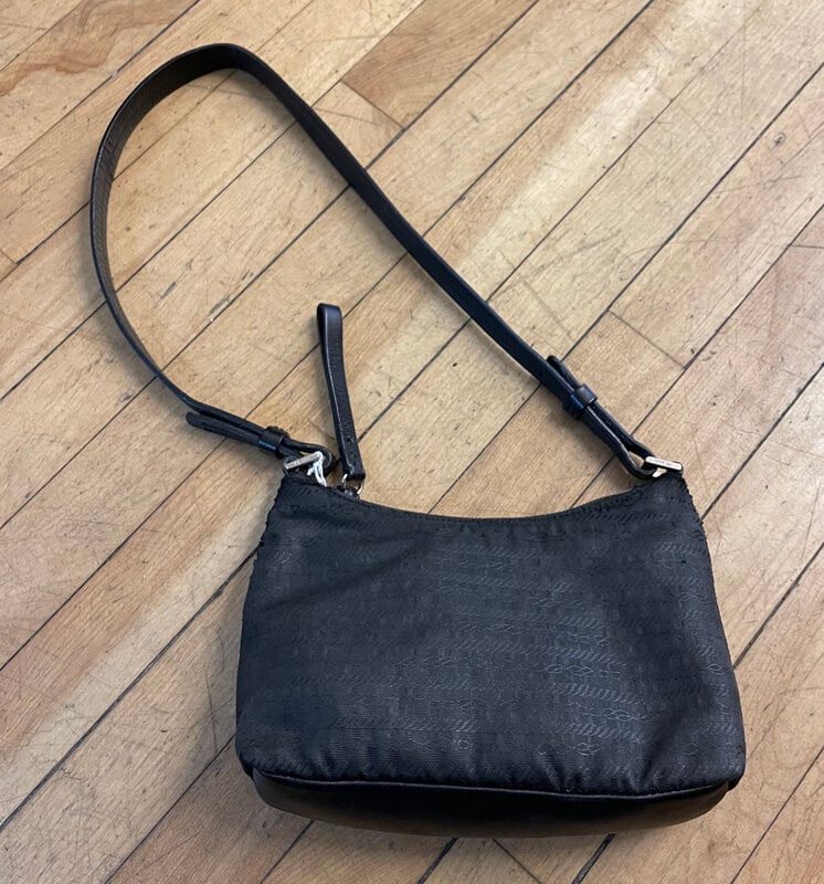 PRADA PRADA VINTAGE MINI NYLON LOGO SHOULDER BLACK