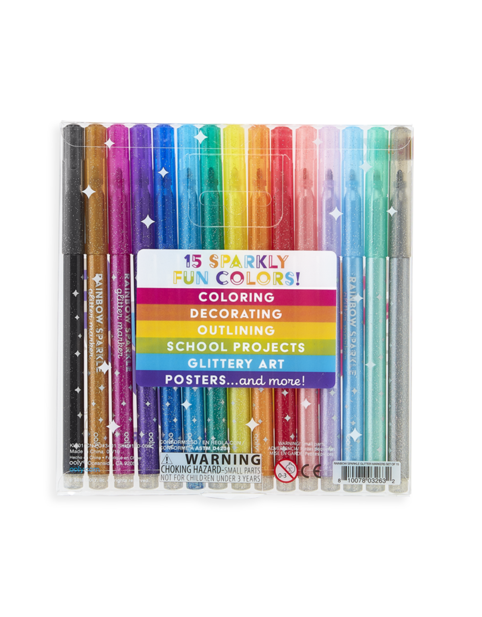 Ooly Rainbow Sparkle Glitter Markers - Set Of 15