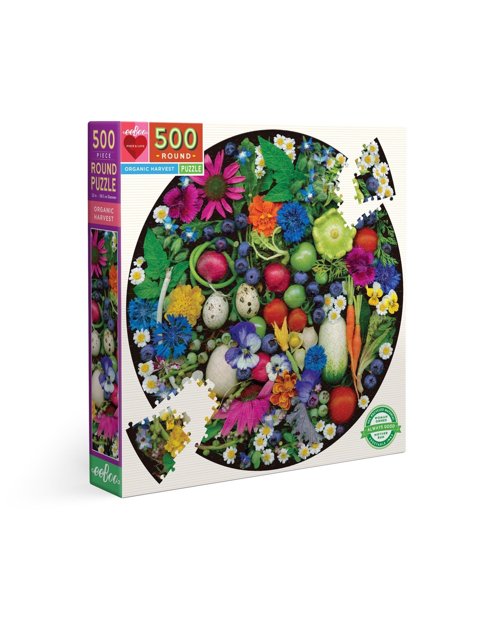eeBoo Organic Harvest 500 Pc Round Puzzle
