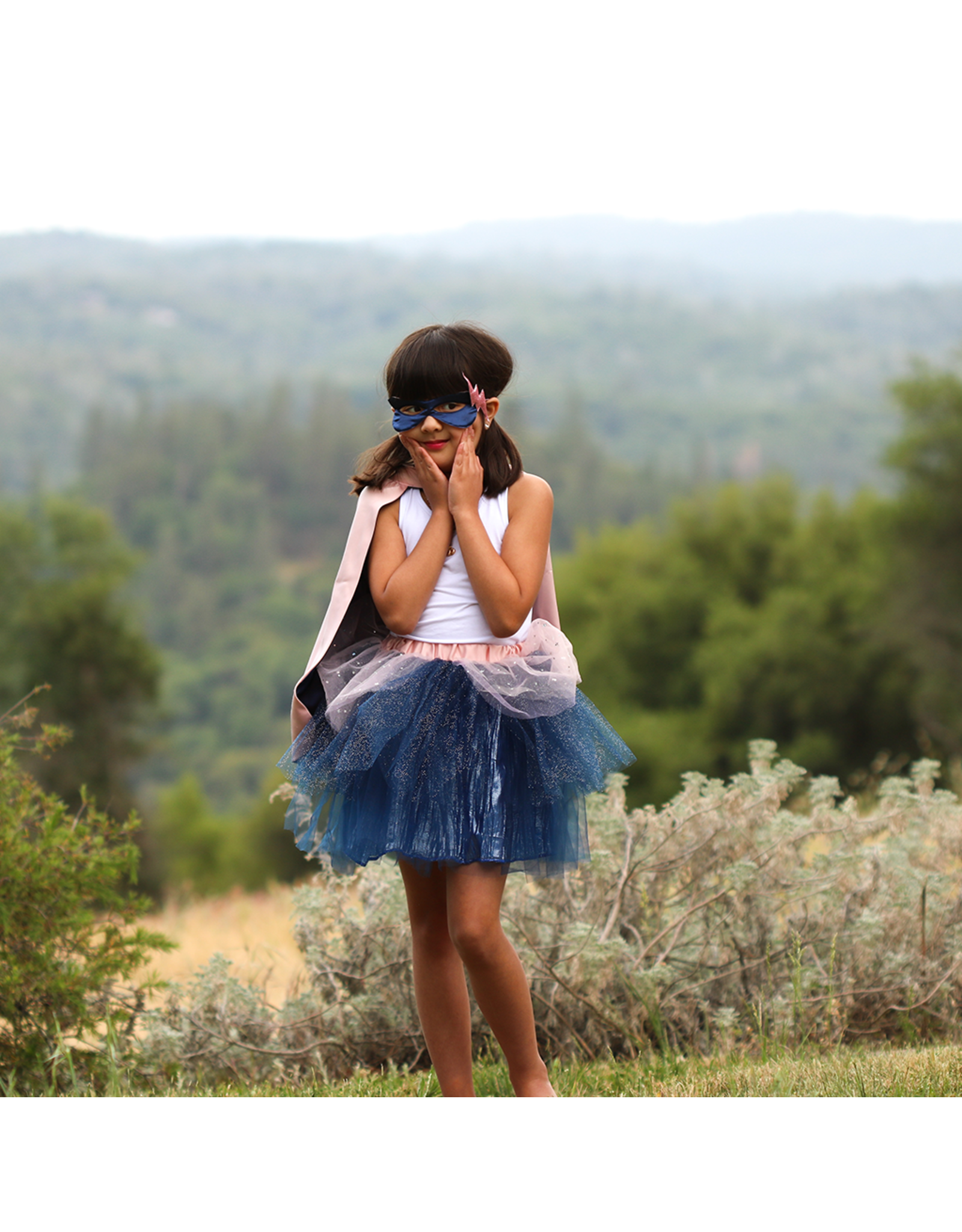Great Pretenders Super-Duper Tutu/Cape/Mask, Pink/Navy, Size 4-6