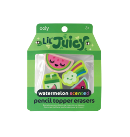 Ooly Lil' Juicy Scented Pencil Topper Erasers - Watermelon (SET Of 4)