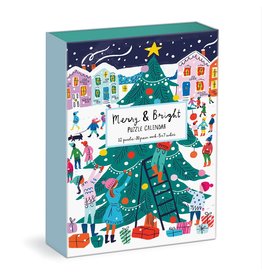 Galison Louise Cunningham Merry and Bright 12 Days of Christmas Advent Puzzle Calendar