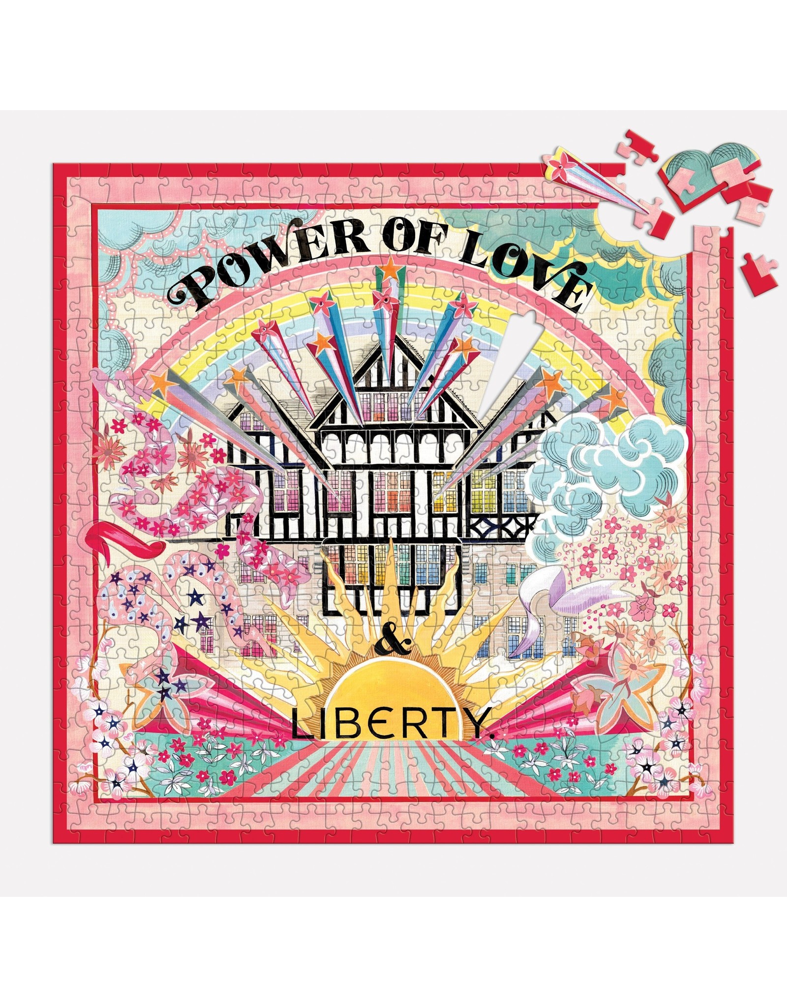 Galison Liberty Power of Love 500 Piece Double Sided Jigsaw Puzzle with Shaped Pieces