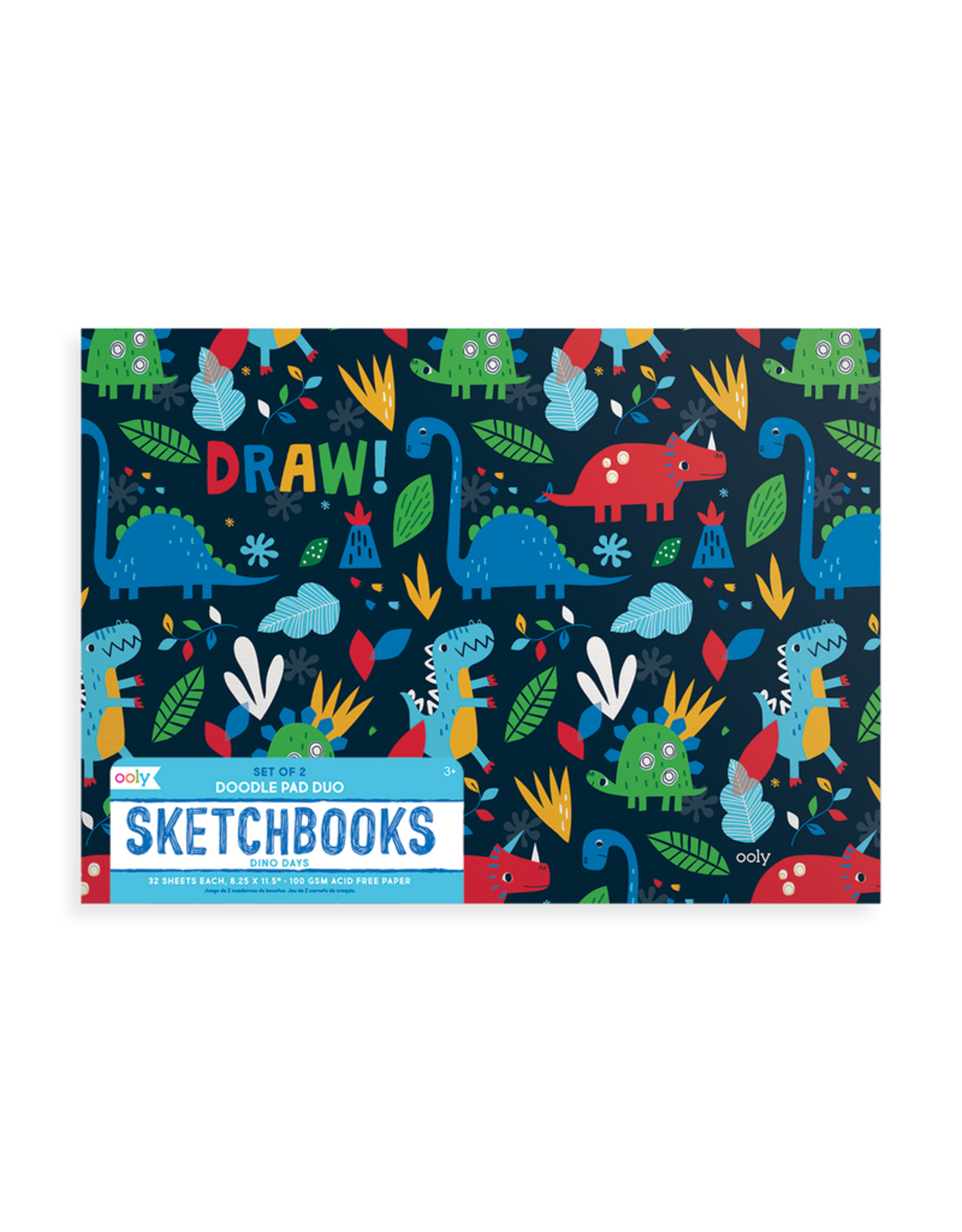 Ooly Dino Days Doodle Pad Duo Sketchbooks - Set Of 2