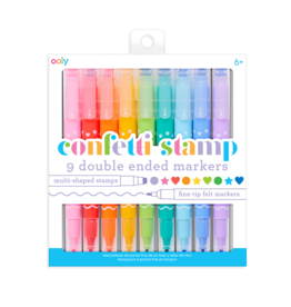 Ooly Confetti Stamp Double-Ended Markers - Set Of 9