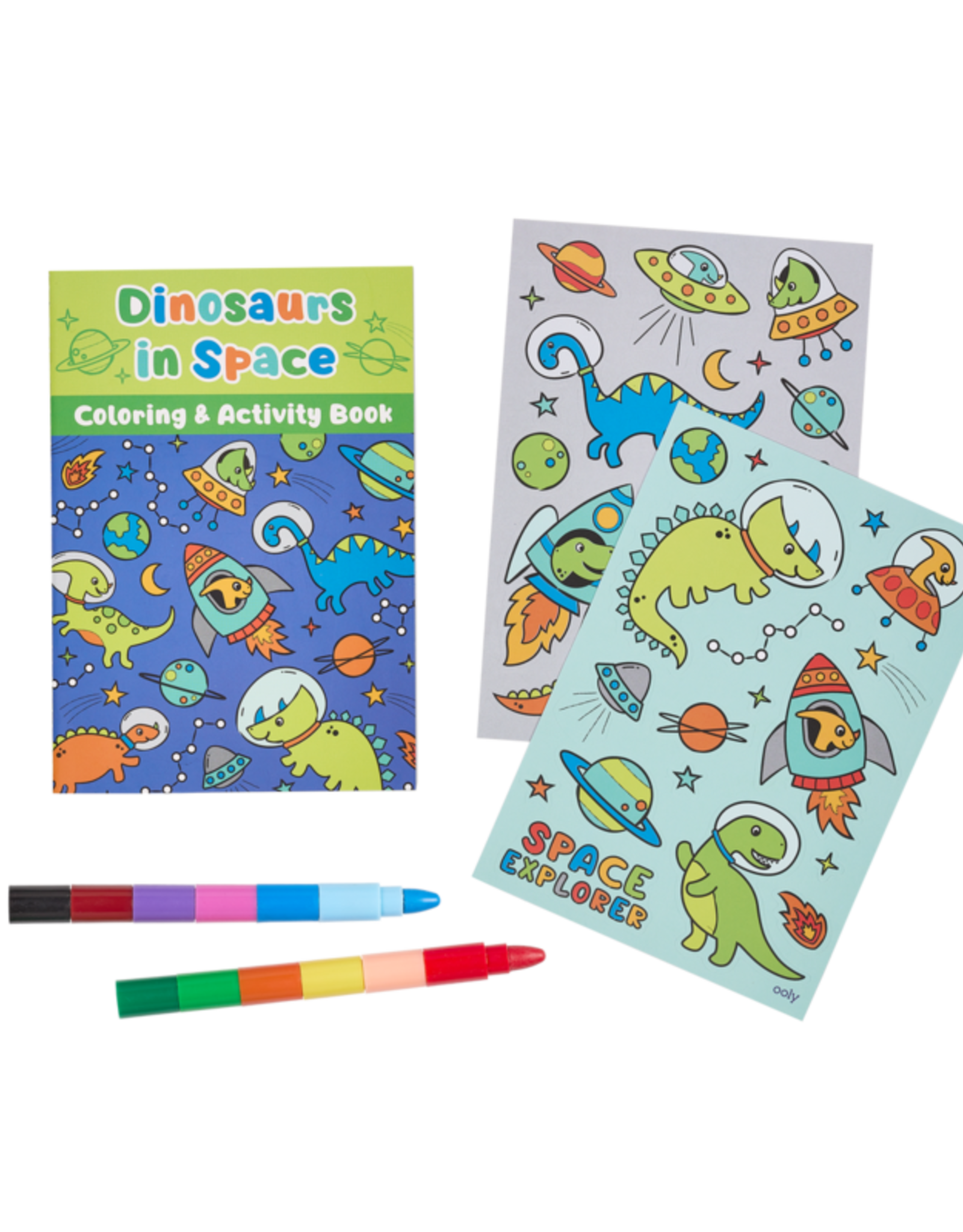 Ooly Mini Traveler Coloring & Activity Kit - Dinosaurs in Space