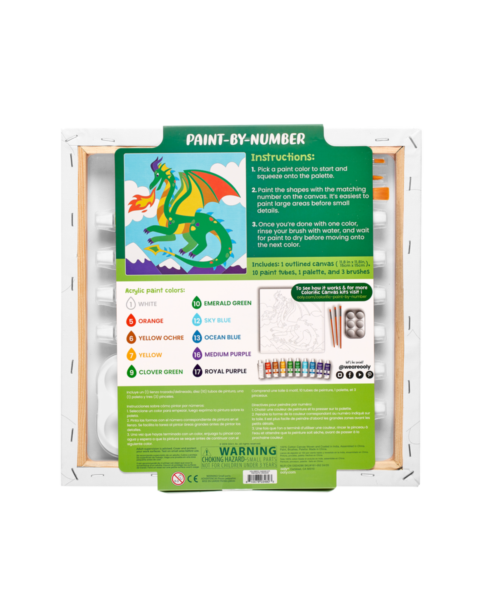 Ooly Colourific Canvas Paint By Number Kit - Fantastic Dragon
